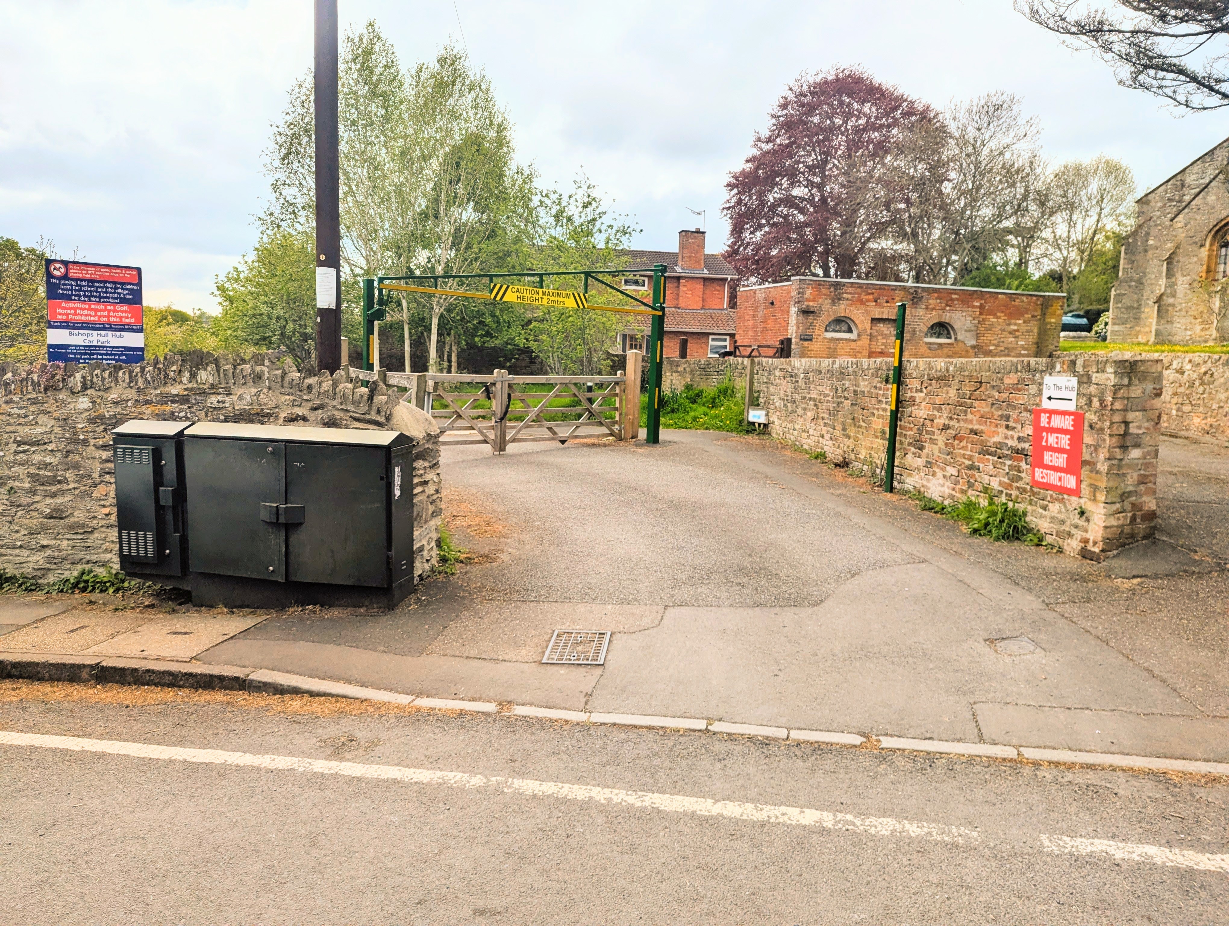 Car park entrance off Bishops Hull Hill
